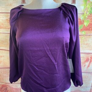 Eva Mendes for New York & Company Pleated Shoulder Purple Blouse NWT